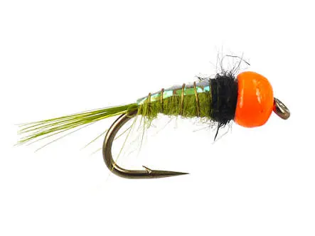 TG Tinsel Olive Hot Orange Nymph 12