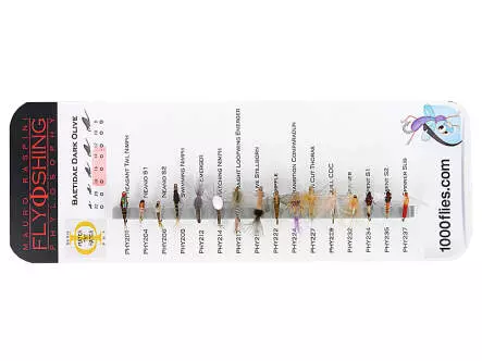 Set Baetidae (Olive - Dark Olive) - M - 16 moscas