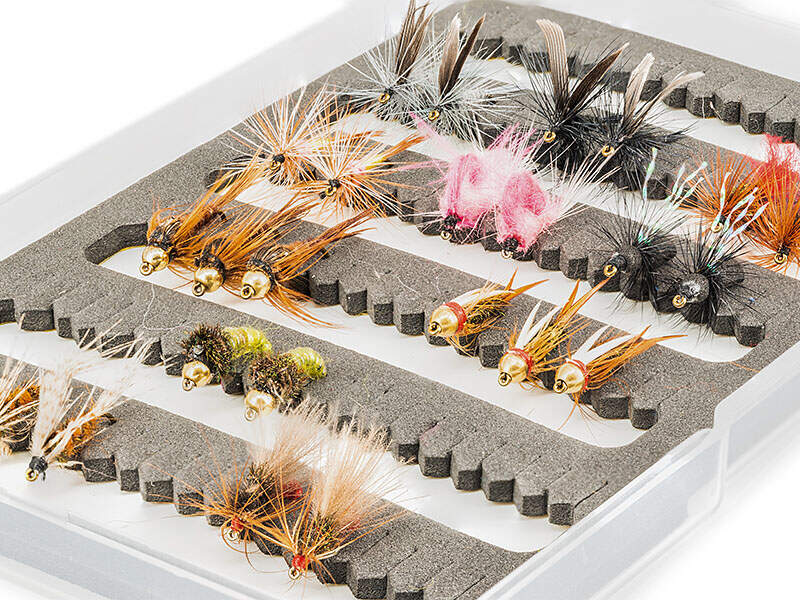 Selección moscas hotfly TRUCHA STANDARD - 24 moscas con caja Selección moscas hotfly TRUCHA STANDARD - 24 moscas con caja