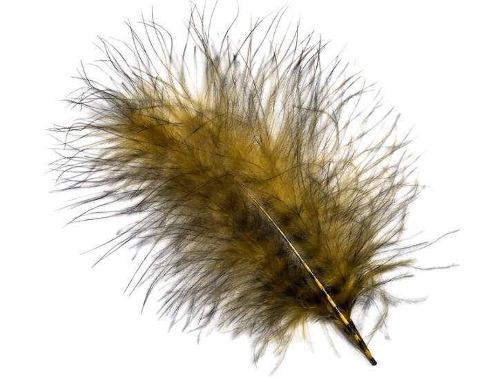 GRIZZLY MARABOU hotfly - 5 pcas. - ca. 13 cm - golden olive black grizzly