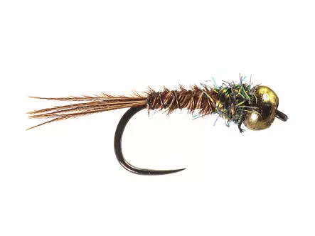 Tiny Brown Pheasant Nymph Brass Bead BL
