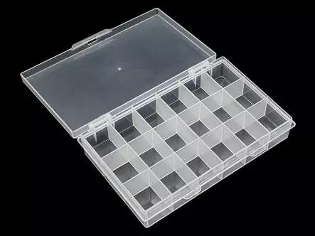 Caja de bobinas y piezas pequeñas