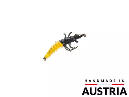 Larva tricóptero - Rhyacophila - amarillo - 15 mm